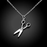 925 Silver Small Scissors Necklace Pendant For Women