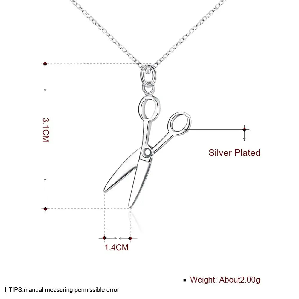 925 Silver Small Scissors Necklaces Pendant For Women