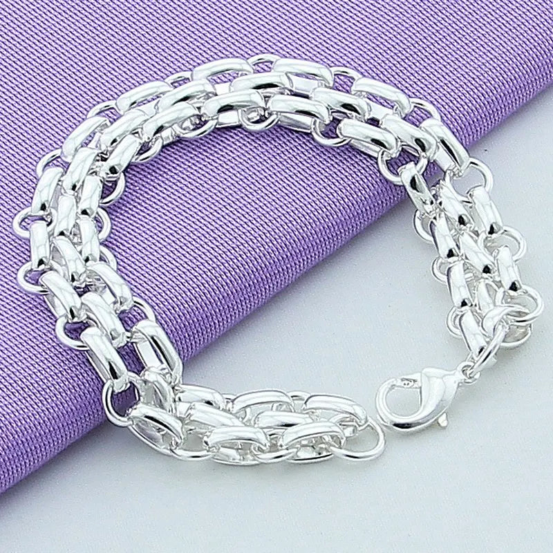 925 Silver Round Charm Bracelet Bangle for Women