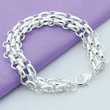 925 Silver Round Charm Bracelet Bangle for Women