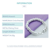 925 Silver Circle Bead Bracelet Women Charm Bracelets Fine Jewelry