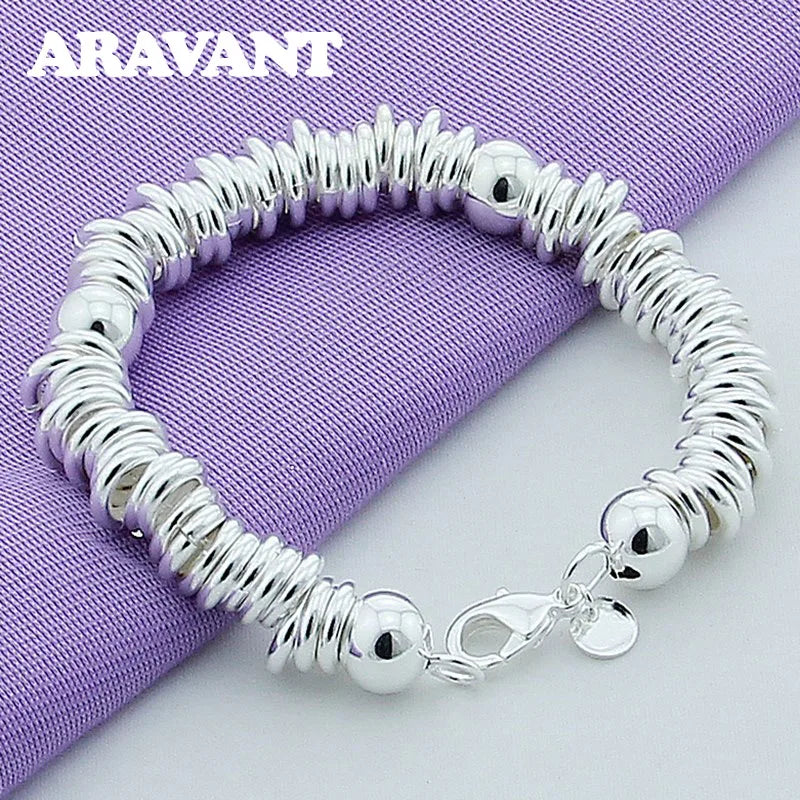 925 Silver Circle Bead Bracelet Women Charm Bracelets Fine Jewelry