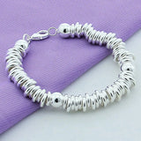 925 Silver Circle Bead Bracelet Women Charm Bracelets Fine Jewelry