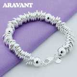 925 Silver Circle Bead Bracelet Women Charm Bracelets Fine Jewelry