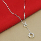 925 Silver Necklace O Round Circle Chain For Women