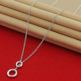 925 Silver Necklace O Round Circle Chain Necklaces For Women Female Jewelry