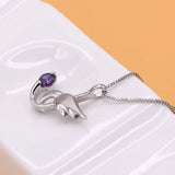 925 Silver Bird Pendant Necklace-Cubic Zirconia-Sterling Silver Chain 43-46CM