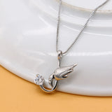 925 Silver Bird Pendant Necklace-Cubic Zirconia-Sterling Silver Chain 43-46CM