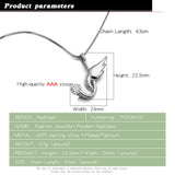 925 Silver Bird Pendant Necklace-Cubic Zirconia-Sterling Silver Chain 43-46CM