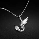 925 Silver Bird Pendant Necklace-Cubic Zirconia-Sterling Silver Chain 43-46CM