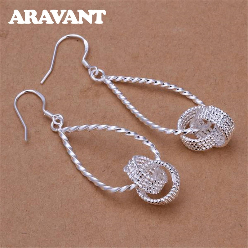 925 Silver Twisted Weave Tassel Drop Earrings Women's Jewelry