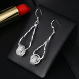 925 Silver Twisted Weave Tassel Drop Earrings Women's Jewelry