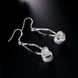 925 Silver Twisted Weave Tassel Drop Earrings Women's Jewelry