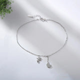 925 Sterling Ladies Silver Anklet Bracelets With Constellation Symbol Pendant