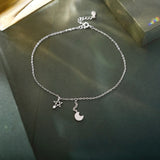 925 Sterling Ladies Silver Anklet Bracelets With Constellation Symbol Pendant