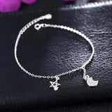 925 Sterling Ladies Silver Anklet Bracelets With Constellation Symbol Pendant