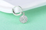 925 Silver Bead Earrings with Rhinestone Crystal Ball Tassel Drop