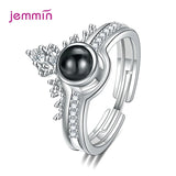 925 Sterling Silver Adjustable Rings CZ Crystal Jewelry Wholesale