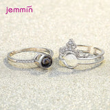 925 Sterling Silver Adjustable Rings CZ Crystal Jewelry Wholesale