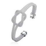 925 Silver Bangle Bracelet Woman Web Open Jewelry