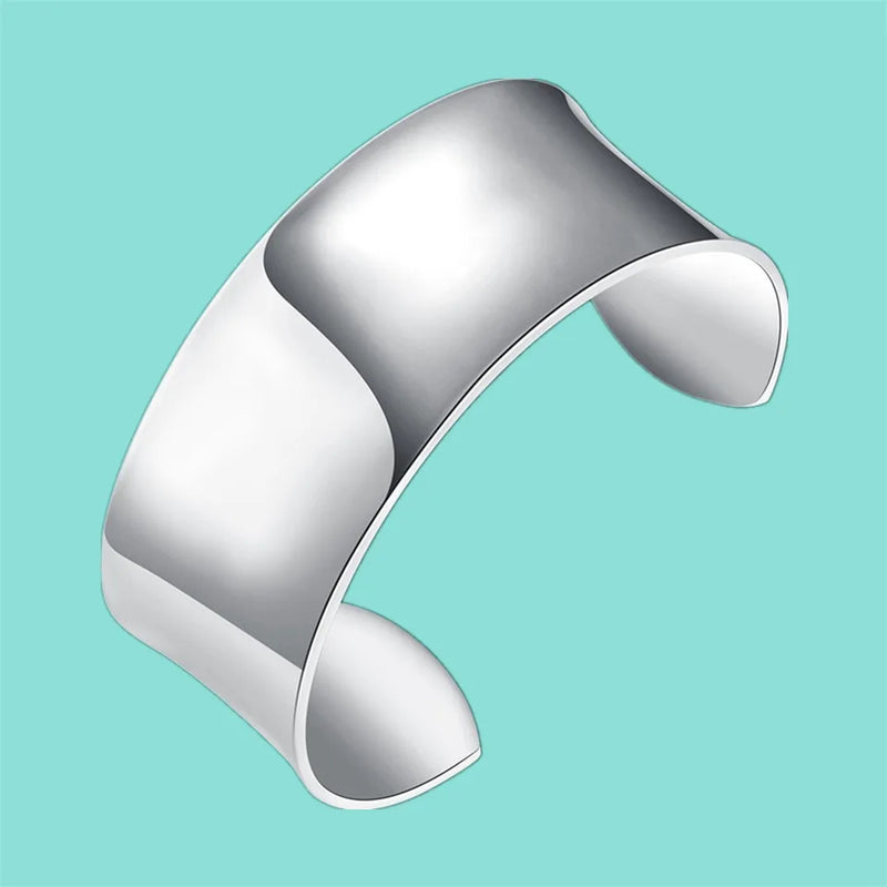 925 Sterling Silver Bangle Bracelets Smooth Open Jewelry Gift