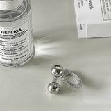 925 Silver Bead Ring for Women Girl Woven Chain Hiphop Adj