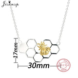 925 Silver Bee Honeycomb Necklace for Women