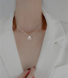 925 Silver Choker Necklace Triangle Charm Pendant