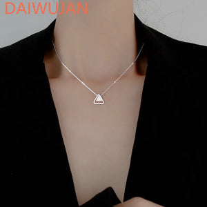 925 Silver Choker Necklace Triangle Charm Pendant