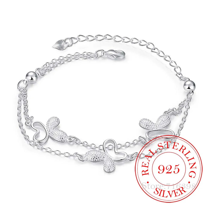 925 Silver Butterfly Bracelet for Women