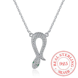 925 Silver Crystal Snake Choker Necklace Pendant for Women Wedding Gift