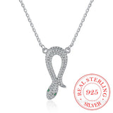 925 Silver Crystal Snake Choker Necklace Pendant for Women Wedding Gift