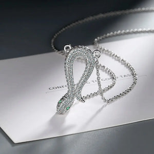 925 Silver Crystal Snake Choker Necklace Pendant for Women Wedding Gift