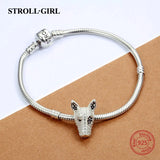 925 Silver Dog Head Charms Beads w/ Cz for European Bracelet