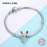 925 Silver Dog Head Charms Beads w/ Cz for European Bracelet