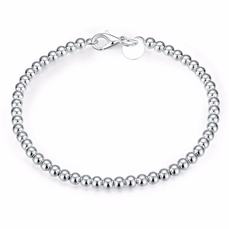 925 Sterling Silver Bead Bracelet Women Jewelry Gift