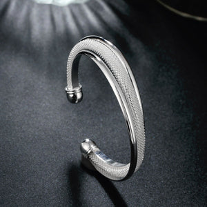 925 Sterling Silver Large Reticulated Bracelet Women Bangle