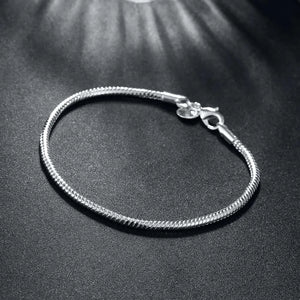 925 Sterling Silver 3mm Snake Chain Bracelet for Women Men