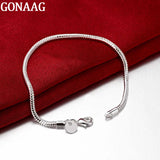 925 Sterling Silver 3mm Snake Chain Bracelet for Women Men
