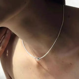 925 Silver Line Geometry Hook Necklace for Women Asymmetry Minimalism Choker