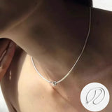 925 Silver Line Geometry Hook Necklace for Women Asymmetry Minimalism Choker