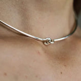 925 Silver Line Geometry Hook Necklace for Women Asymmetry Minimalism Choker
