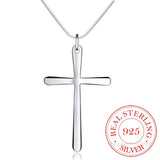 Women's 925 Sterling Silver Long Cross Pendant Necklace