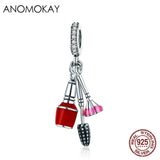 925 Silver Makeup Tools Cosmetics Charm for Bracelet Necklace