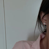 925 Silver Quadrangle Star Tassel Zircon Earrings