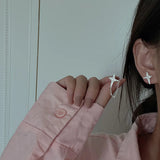 925 Silver Quadrangle Star Tassel Zircon Earrings