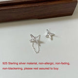 925 Silver Quadrangle Star Tassel Zircon Earrings