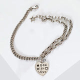 925 Sterling Silver Romantic Mode Love Heart Star Ladies Bracelet