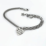 925 Sterling Silver Romantic Mode Love Heart Star Ladies Bracelet