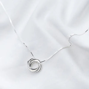 925 Sterling Silver Round Pendant Necklace Women High Multi-circle Necklace